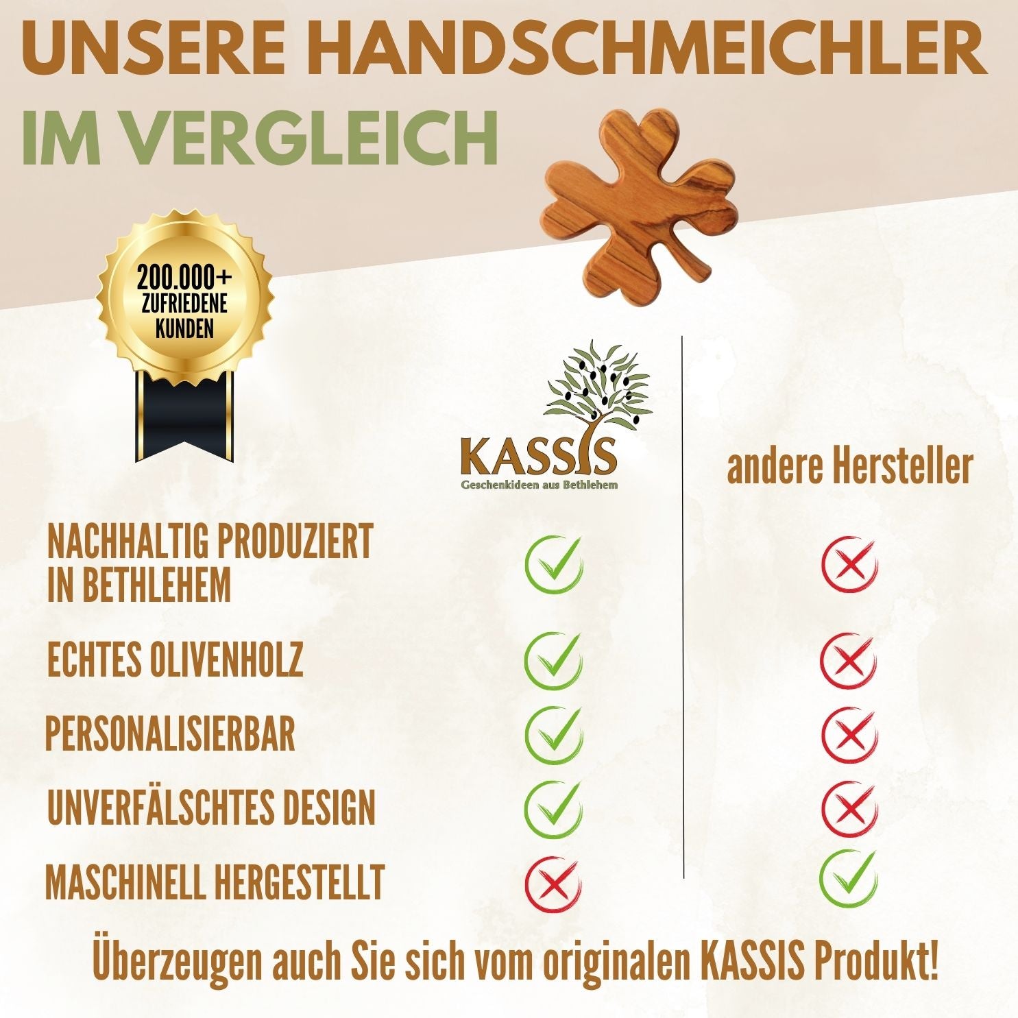 Personalisiertes Kleeblatt aus Olivenholz mit Gravur | Glücksbringer Handschmeichler Geschenk für Geburtstag, Prüfung, Neuanfang