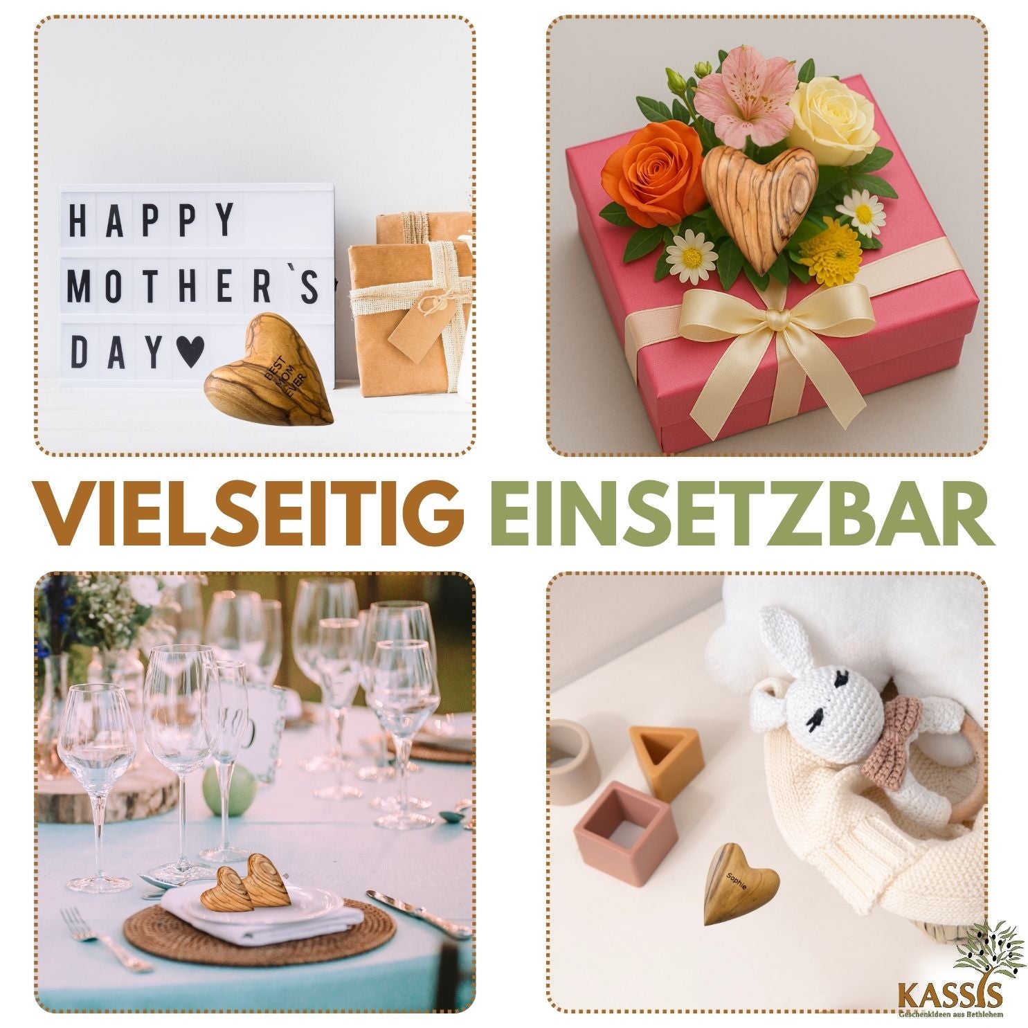 Olivenholz Herz Handschmeichler | Glücksbringer Geschenk Hochzeit, Valentinstag, Geburtstag