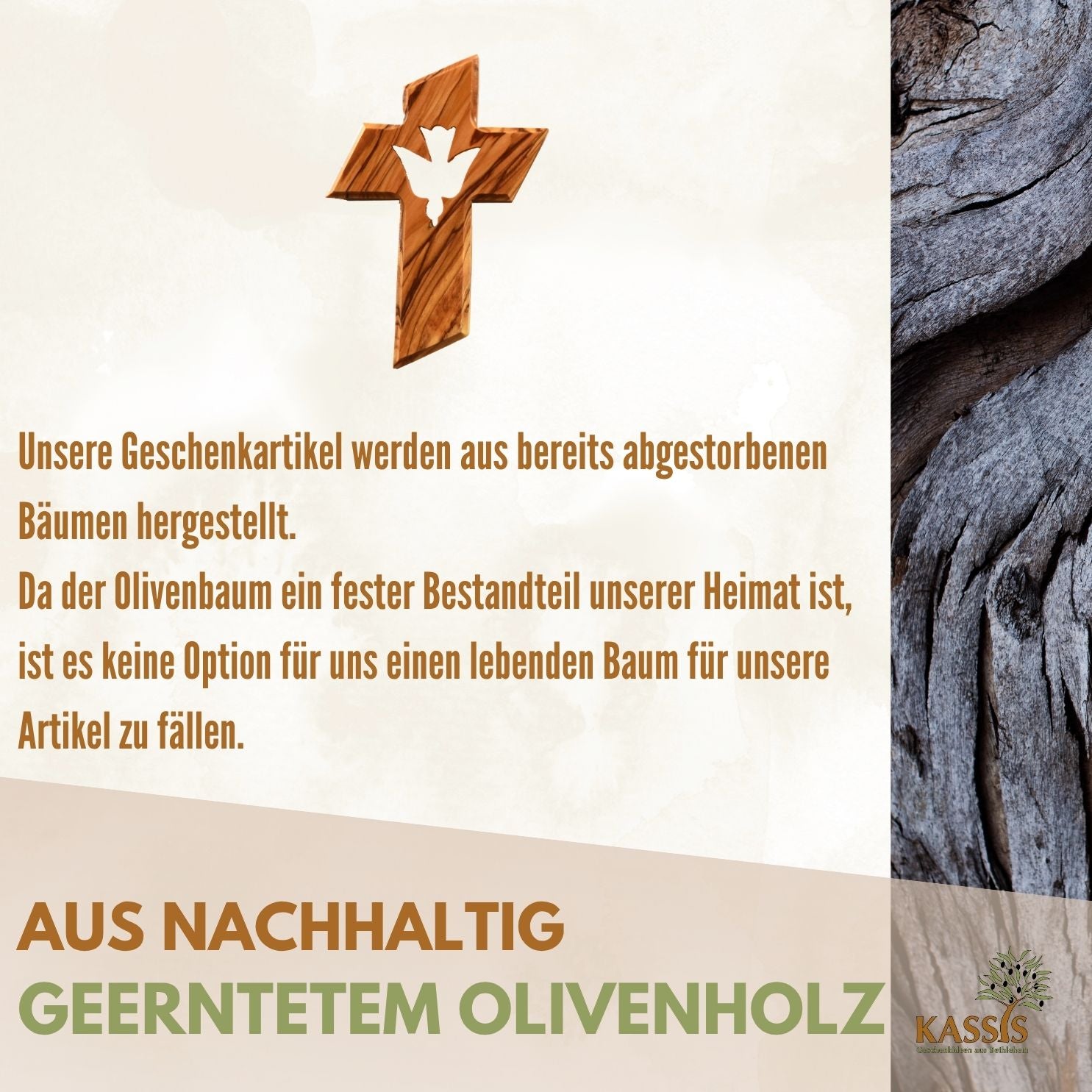 Personalisiertes Kreuz mit Heiliger Geist Taube aus Olivenholz mit Gravur | Taufkreuz Geschenk Taufe, Kommunion, Firmung