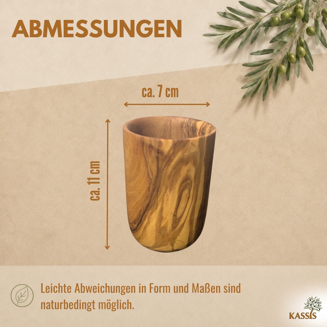 Glas aus Olivenholz | Handgefertigter Trinkglas, Deko, Zahnputzglas & Pinselhalter