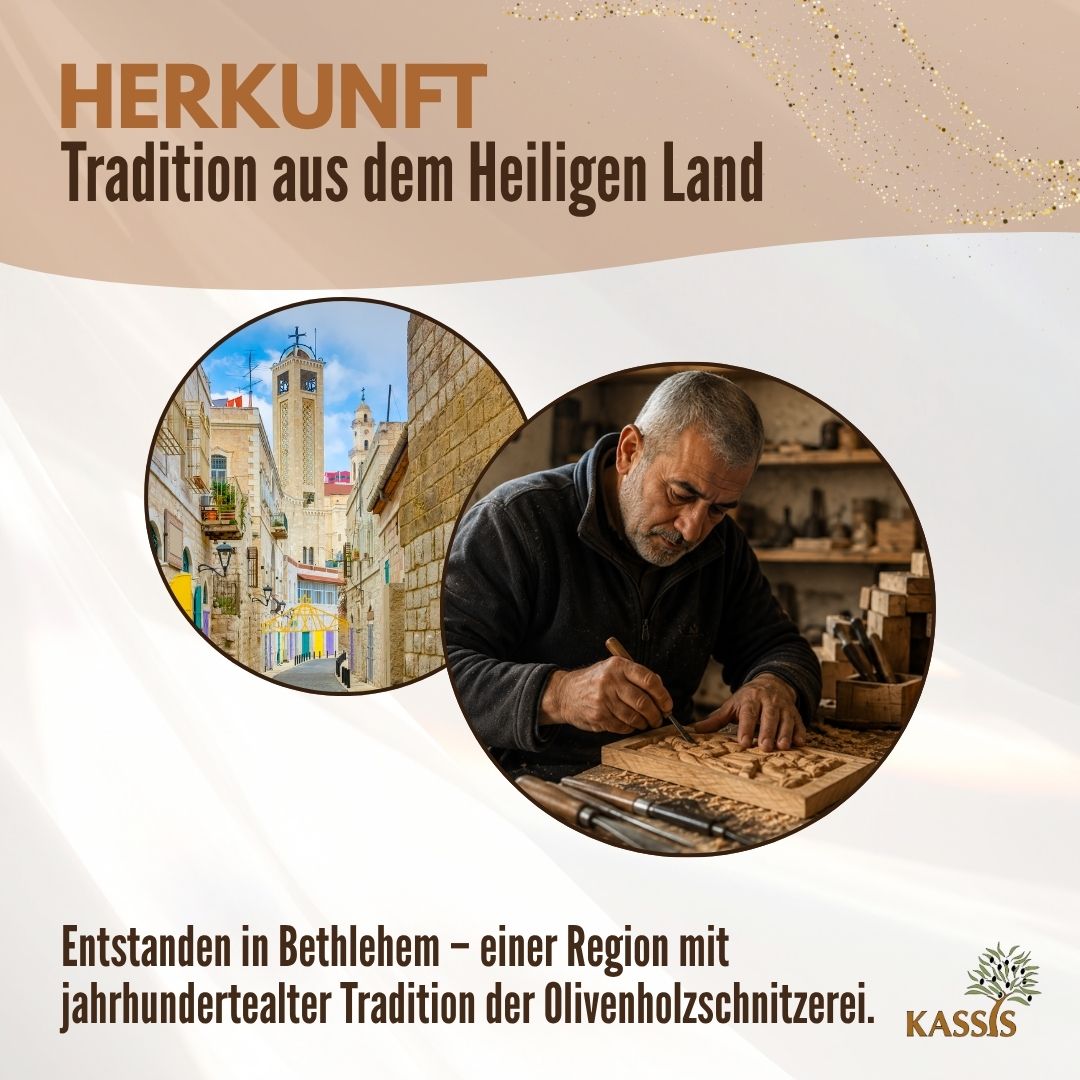 Kreuzweg mit 14 Stationen aus Olivenholz - Handgeschnitztes Komplett-Set aus Bethlehem