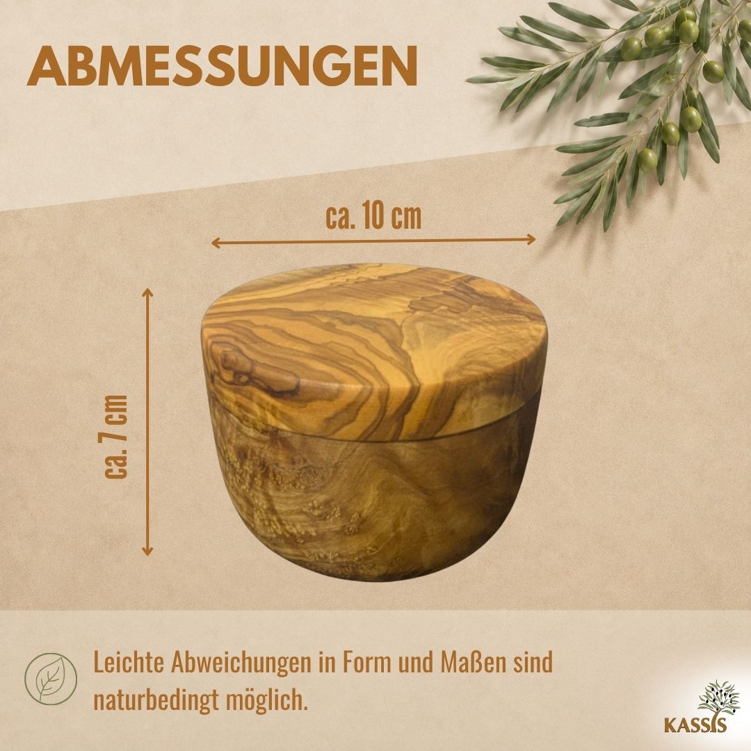 Dose aus Olivenholz mit Magnetdeckel | Aufbewahrungsdose Ø 10 cm