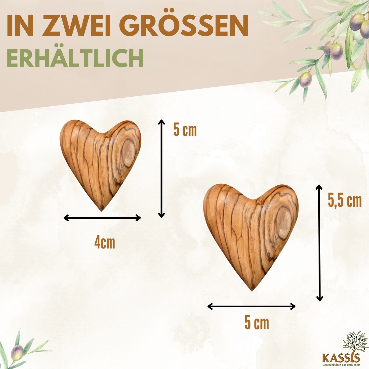 Olivenholz Herz Handschmeichler | Glücksbringer Geschenk Hochzeit, Valentinstag, Geburtstag