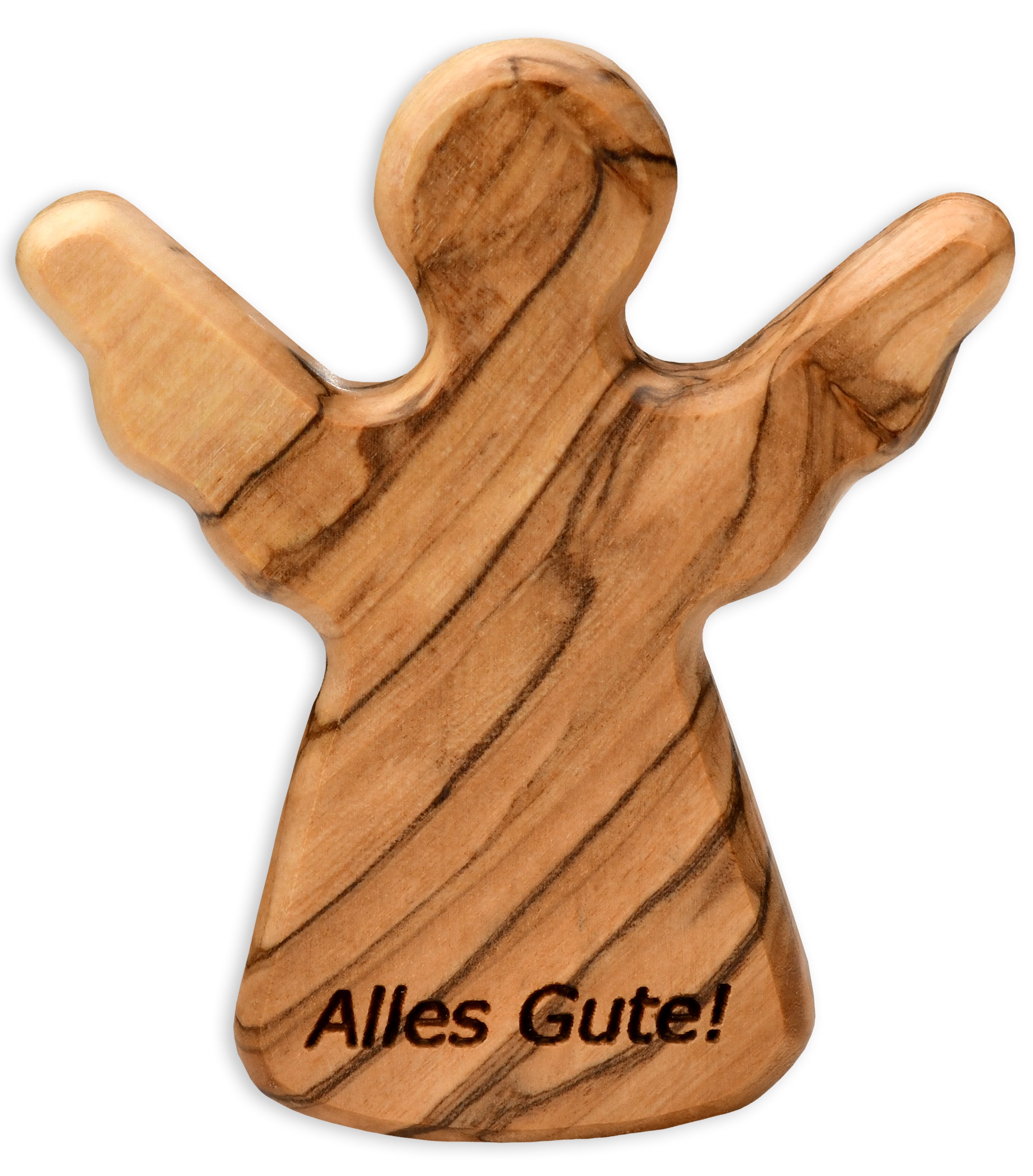 Schutzengel Handschmeichler aus Olivenholz mit Spruch „Alles Gute“ | Mutmacher Glücksbringer Geschenk Taufe, Kommunion, Geburtstag