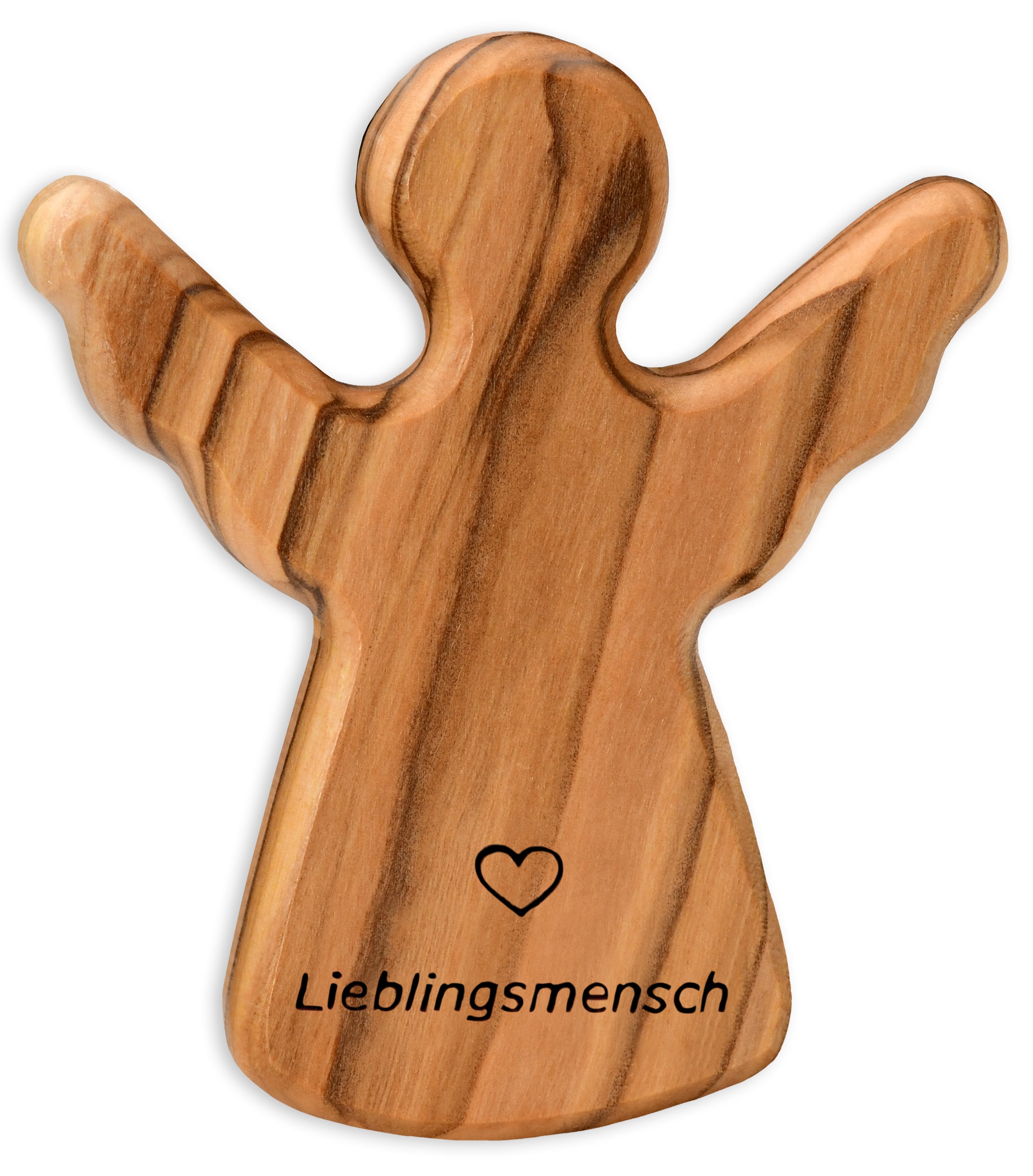 Schutzengel Handschmeichler aus Olivenholz mit Spruch „Lieblingsmensch“ | Mutmacher Glücksbringer Geschenk Liebe, Geburtstag