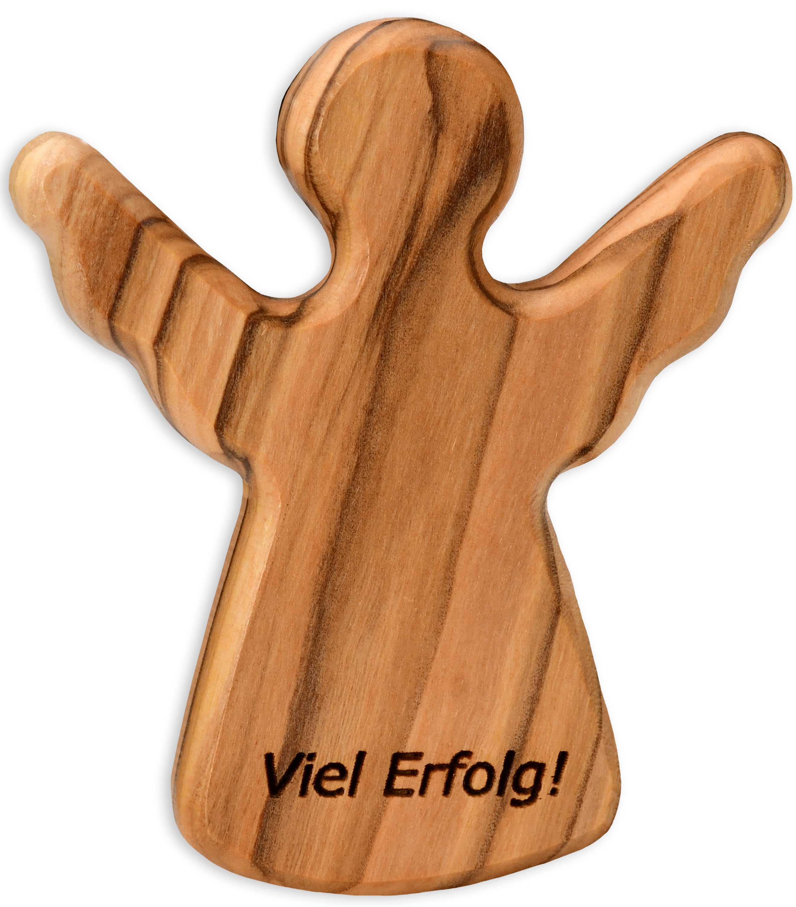 Schutzengel Handschmeichler aus Olivenholz mit Spruch „Viel Erfolg“ | Mutmacher Glücksbringer Geschenk Taufe, Kommunion, Prüfung