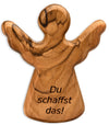 Schutzengel Handschmeichler Glücksbringer aus Olivenholz als Geschenk mit Spruch "Du schaffst das"