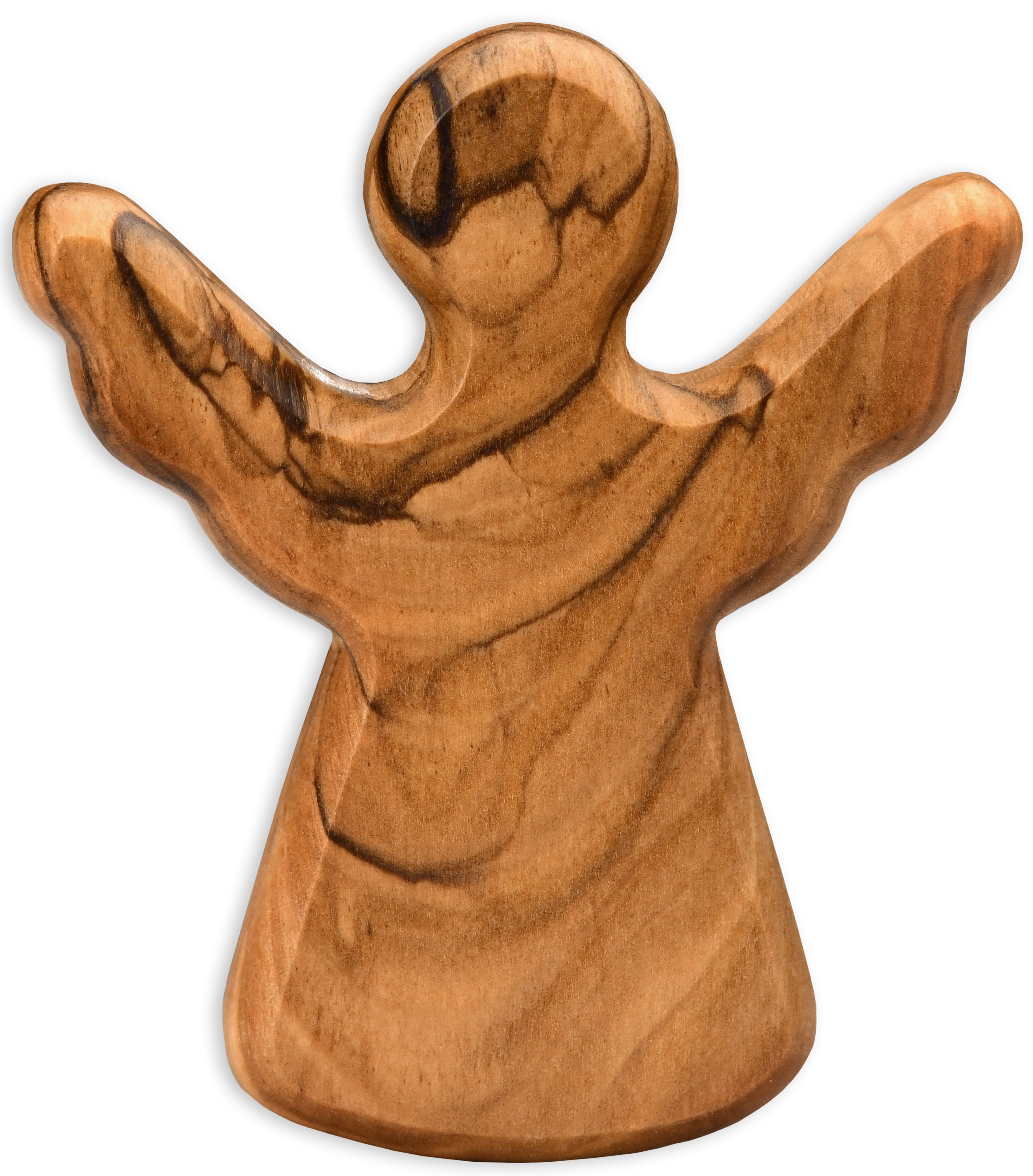 Schutzengel Handschmeichler aus Olivenholz | Kleiner Glücksbringer als Geschenk zur Taufe, Geburt & Kommunion