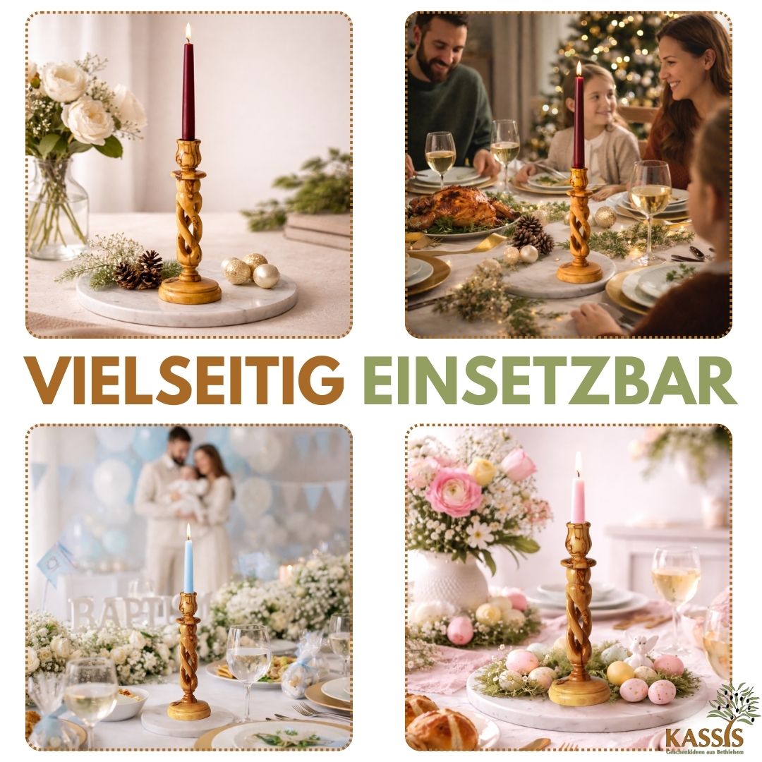 Olivenholz Kerzenständer modern 18 cm