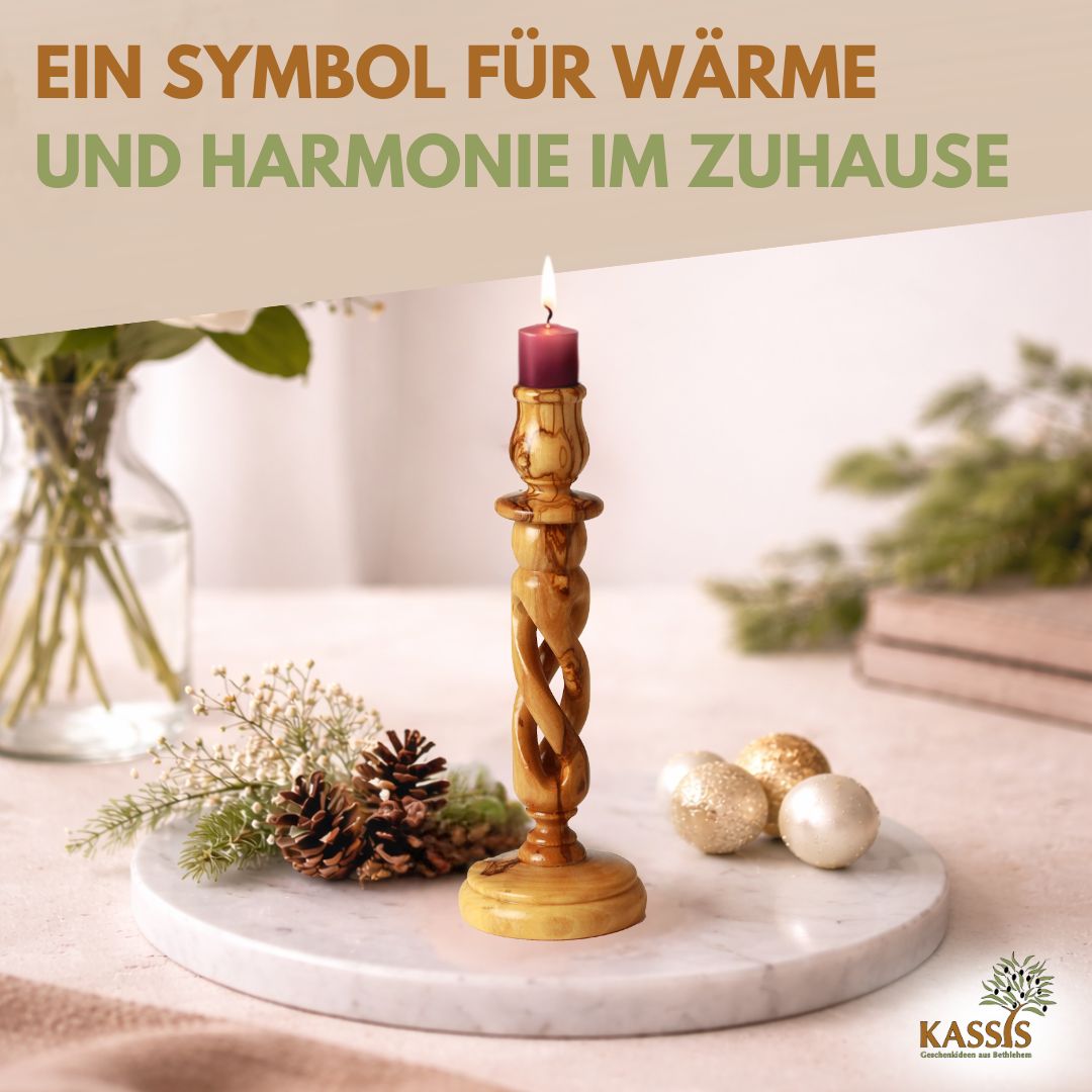 Olivenholz Kerzenständer modern 18 cm