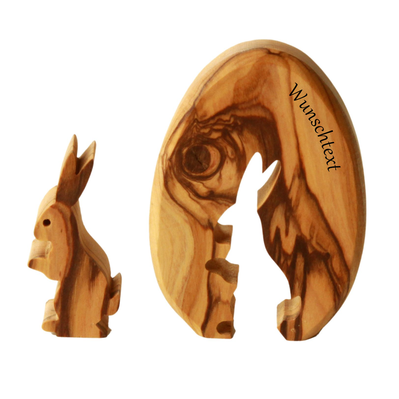Personalisierter Osterhase im Ei aus Olivenholz mit Gravur | Tischdeko Ostern, Geschenk, Frühlingsdeko