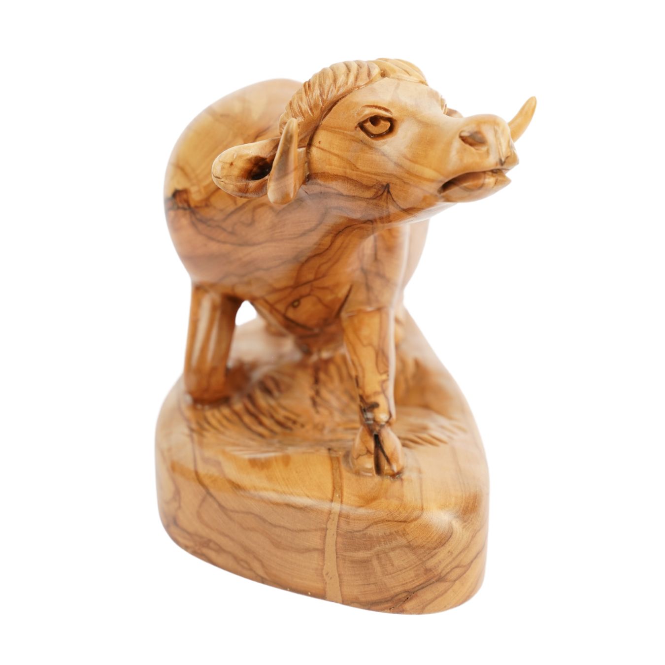 Handgeschnitzter Ochse aus Olivenholz – Exklusive Holzskulptur aus Bethlehem (18 cm)