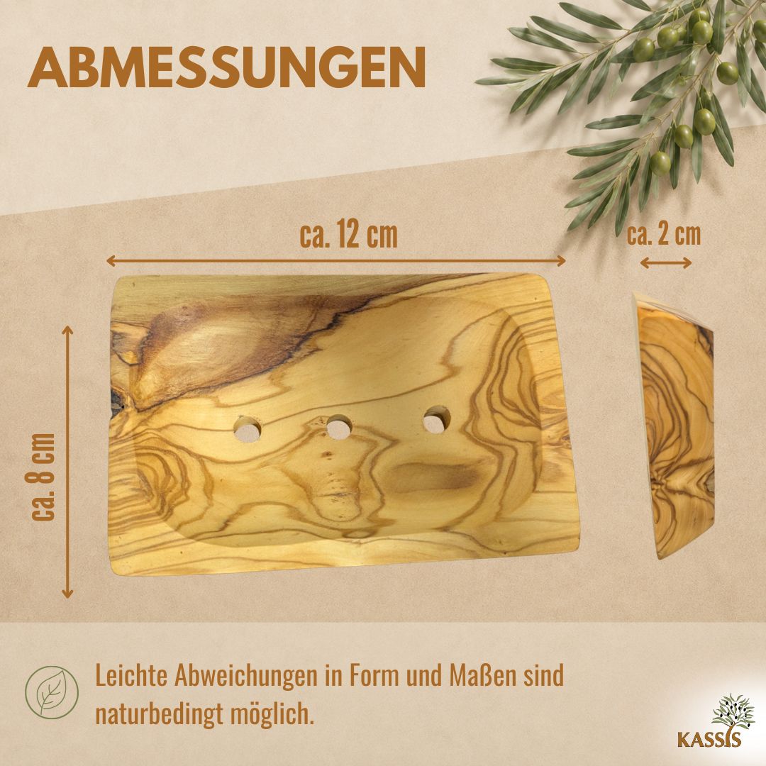 Seifenhalter aus Olivenholz | Seifenschale mit Ablauflöchern