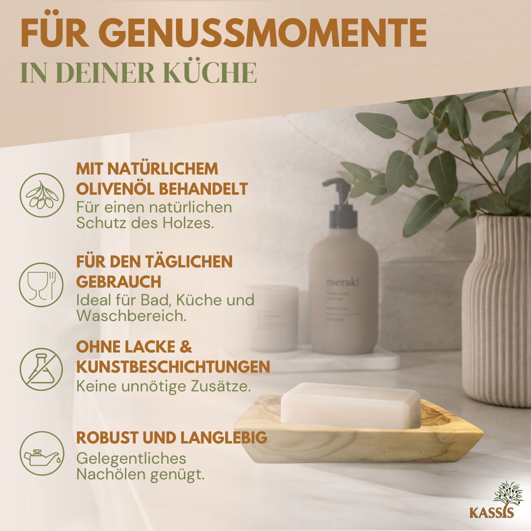 Seifenhalter aus Olivenholz | Seifenschale mit Ablauflöchern