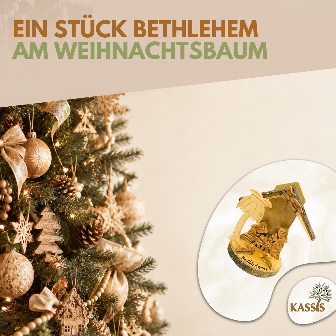 Krippe aus Olivenholz mit Rinde, 10 cm | Weihnachtsdeko & Geschenk für Advent und Weihnachten