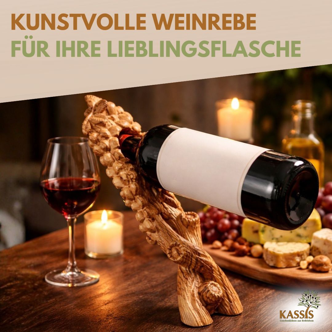 Weinflaschenhalter Weinrebe aus Olivenholz