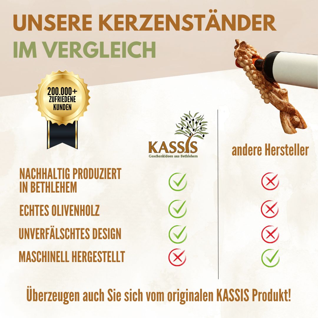 Weinflaschenhalter Weinrebe aus Olivenholz