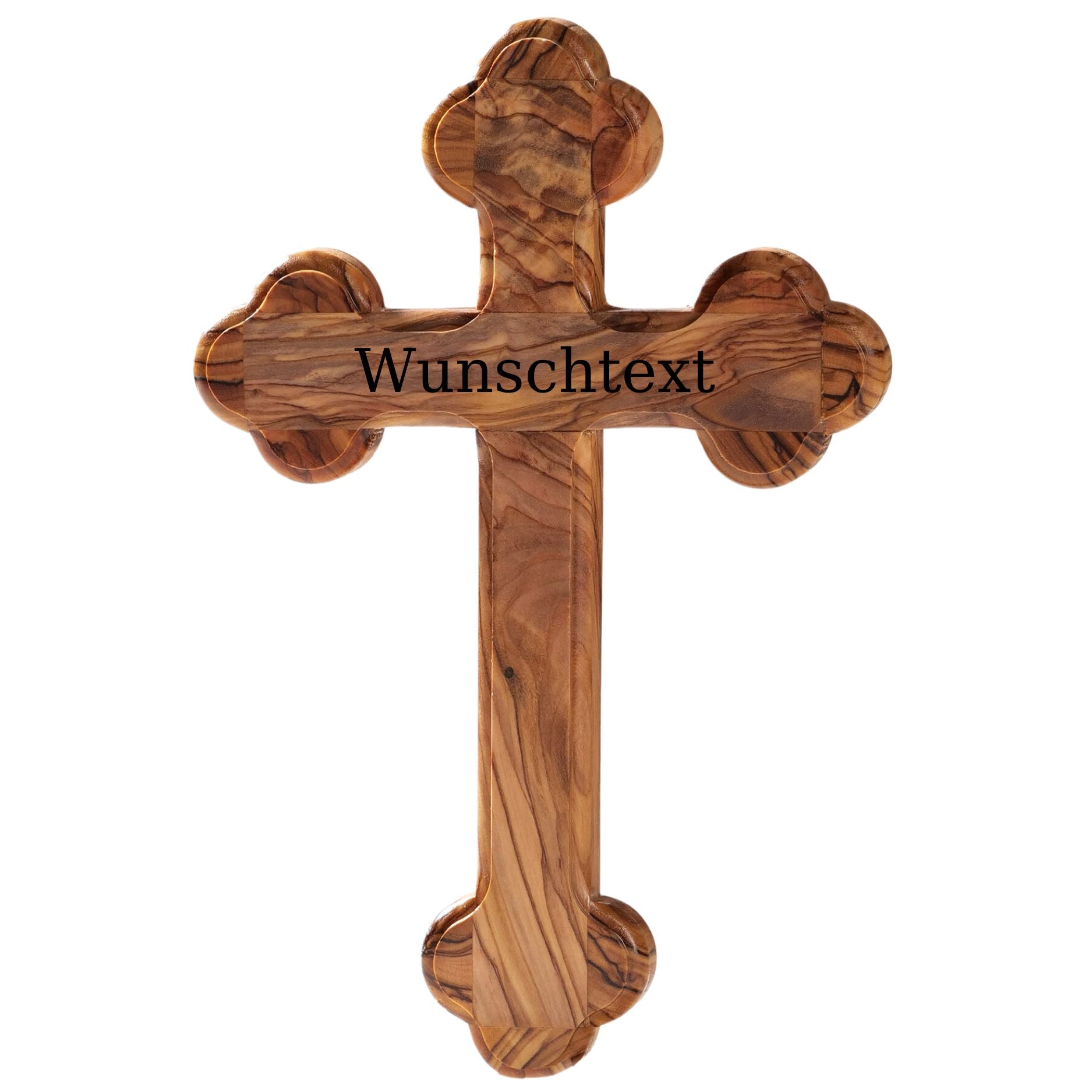 Personalisiertes Kreuz mit runden Kanten aus Olivenholz mit Gravur | Taufkreuz Geschenk Taufe, Kommunion, Firmung