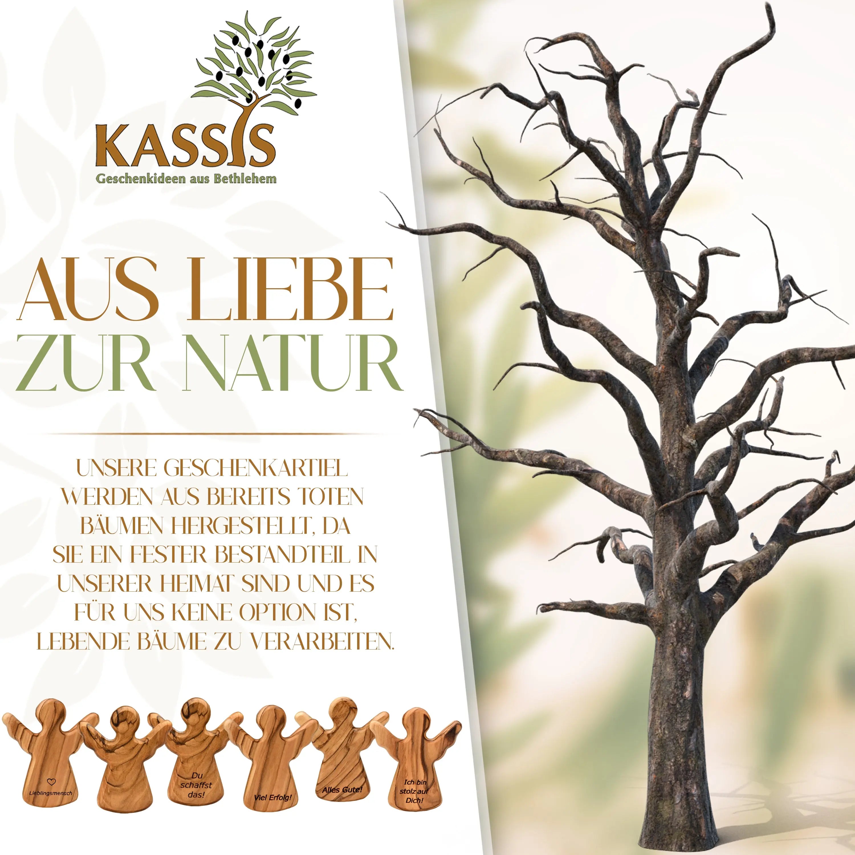  KASSIS Olivenholz-Schutzengel - Handgefertigte Engel